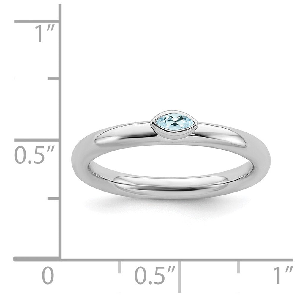 Alternate view of the Sterling Silver Marquise Aquamarine Solitaire Stackable Ring by The Black Bow Jewelry Co.