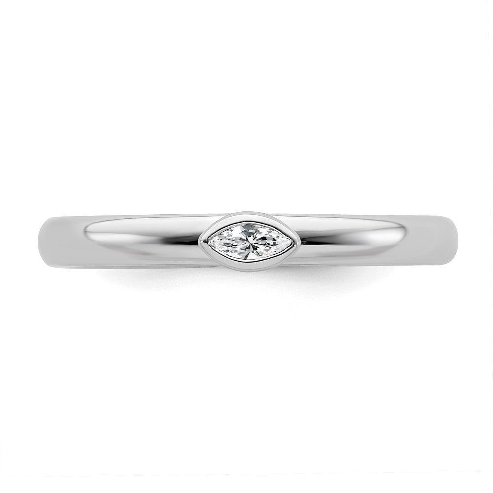 Alternate view of the Sterling Silver Marquise White Topaz Solitaire Stackable Ring by The Black Bow Jewelry Co.