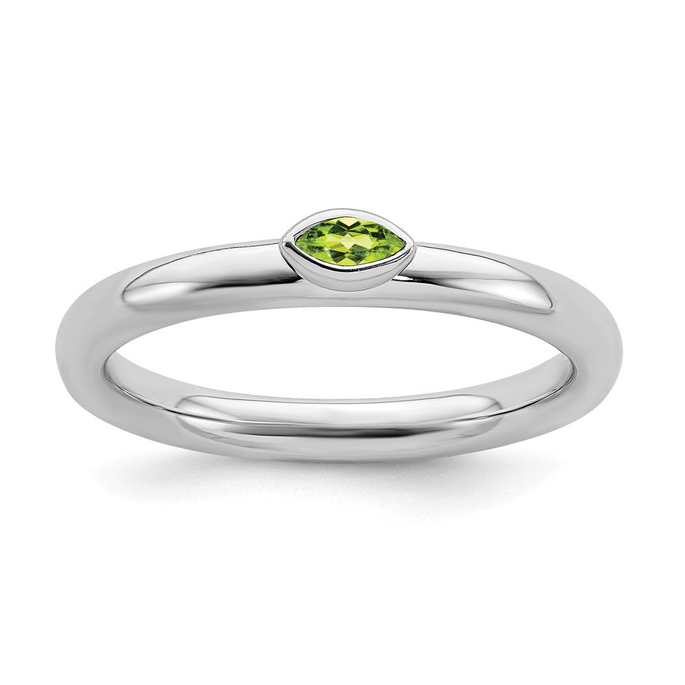 Sterling Silver Marquise Peridot Solitaire Stackable Ring, Item R11473 by The Black Bow Jewelry Co.