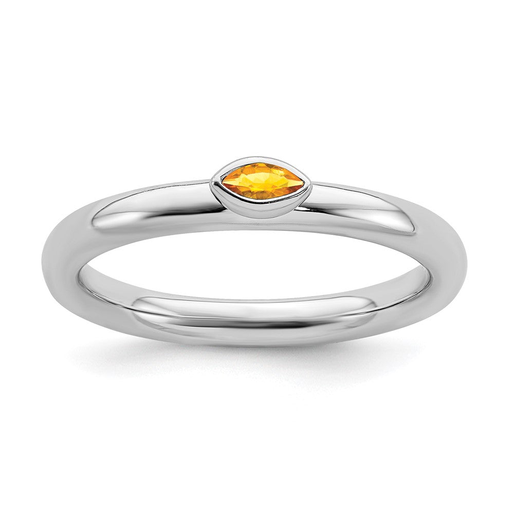 Sterling Silver Marquise Citrine Solitaire Stackable Ring, Item R11476 by The Black Bow Jewelry Co.