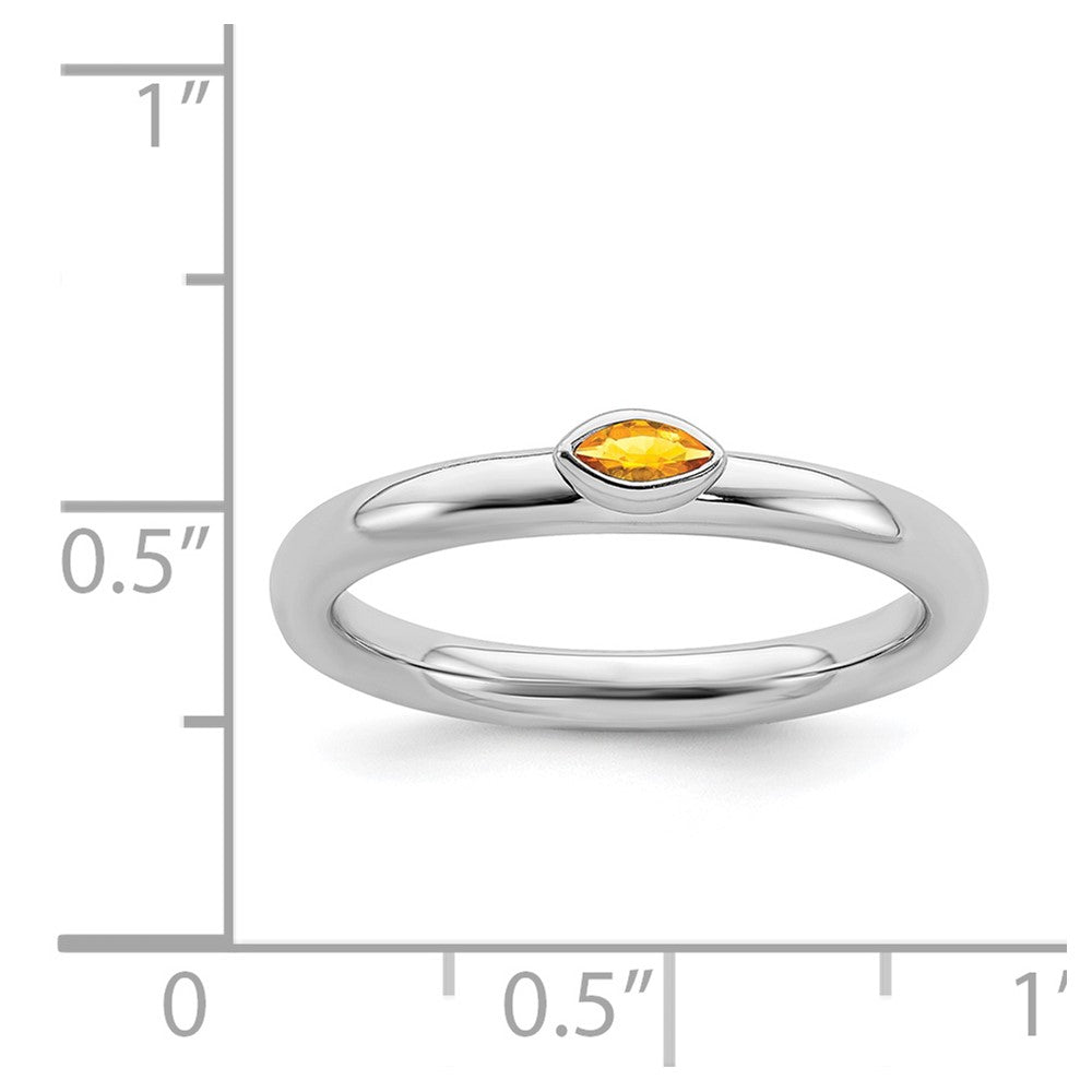 Alternate view of the Sterling Silver Marquise Citrine Solitaire Stackable Ring by The Black Bow Jewelry Co.