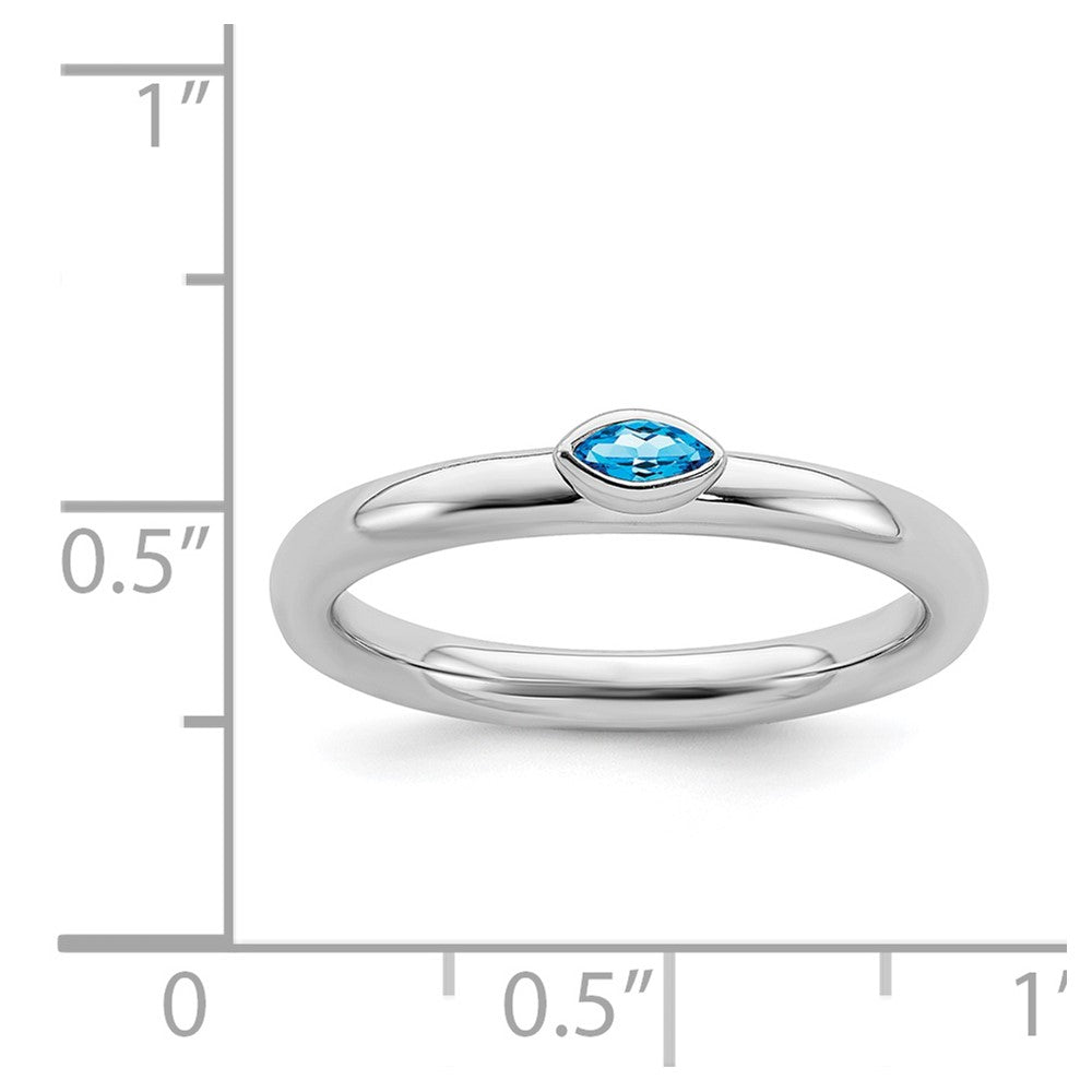 Alternate view of the Sterling Silver Marquise Blue Topaz Solitaire Stackable Ring by The Black Bow Jewelry Co.