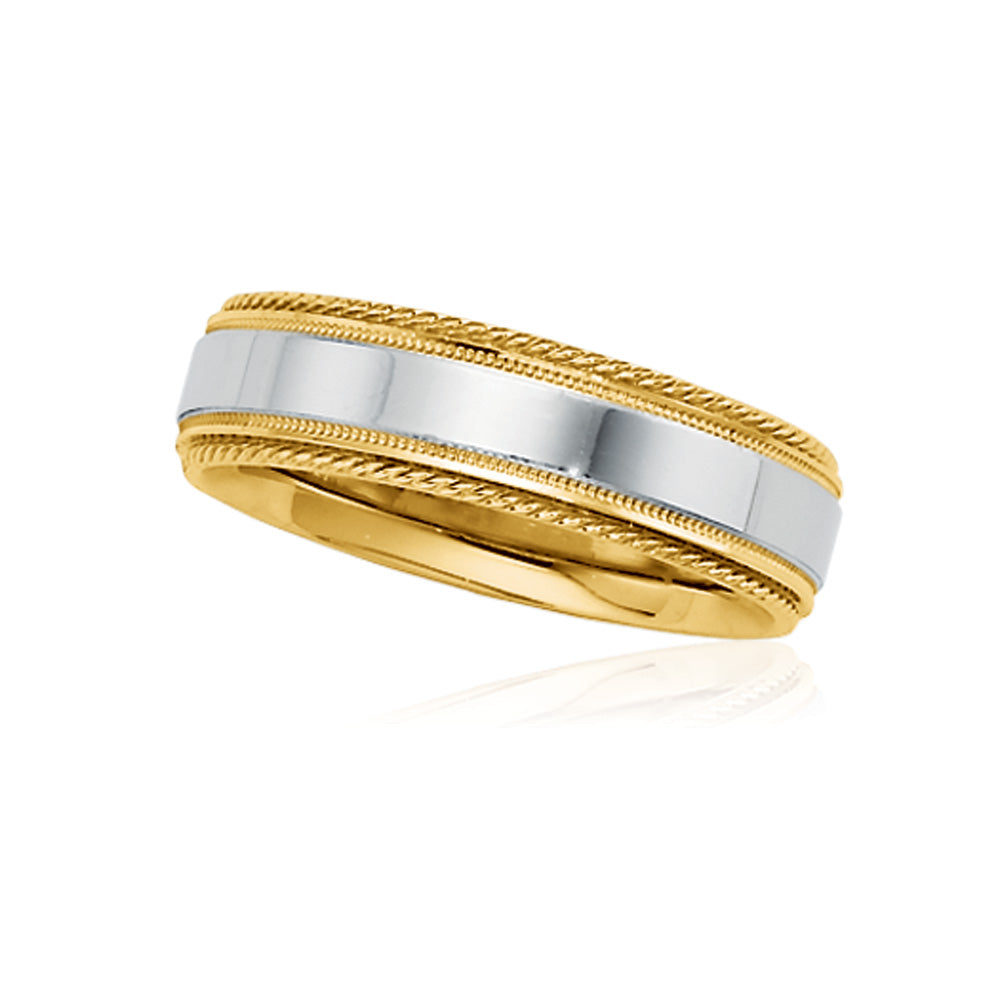 14k Two-Tone Gold 6mm Unisex Comfort Fit Band, Item R8024 by The Black Bow Jewelry Co.