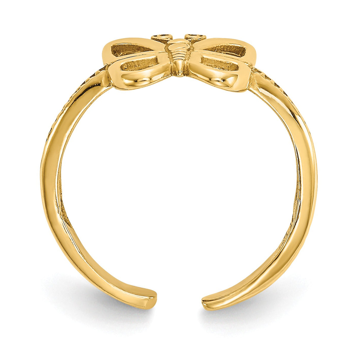 Alternate view of the Butterfly Toe 1mm Ring in 14 Karat Gold by The Black Bow Jewelry Co.