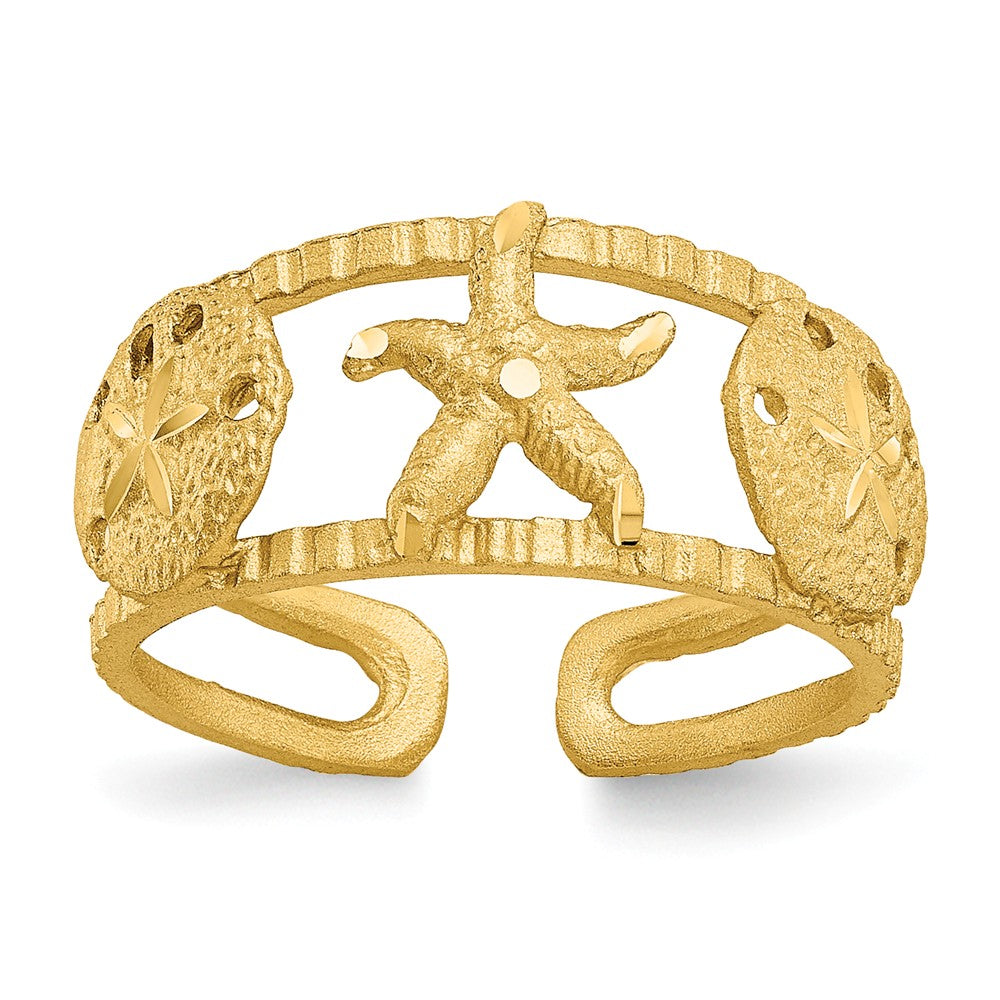 Seashells Toes Ring in 14 Karat Gold, Item R8426 by The Black Bow Jewelry Co.