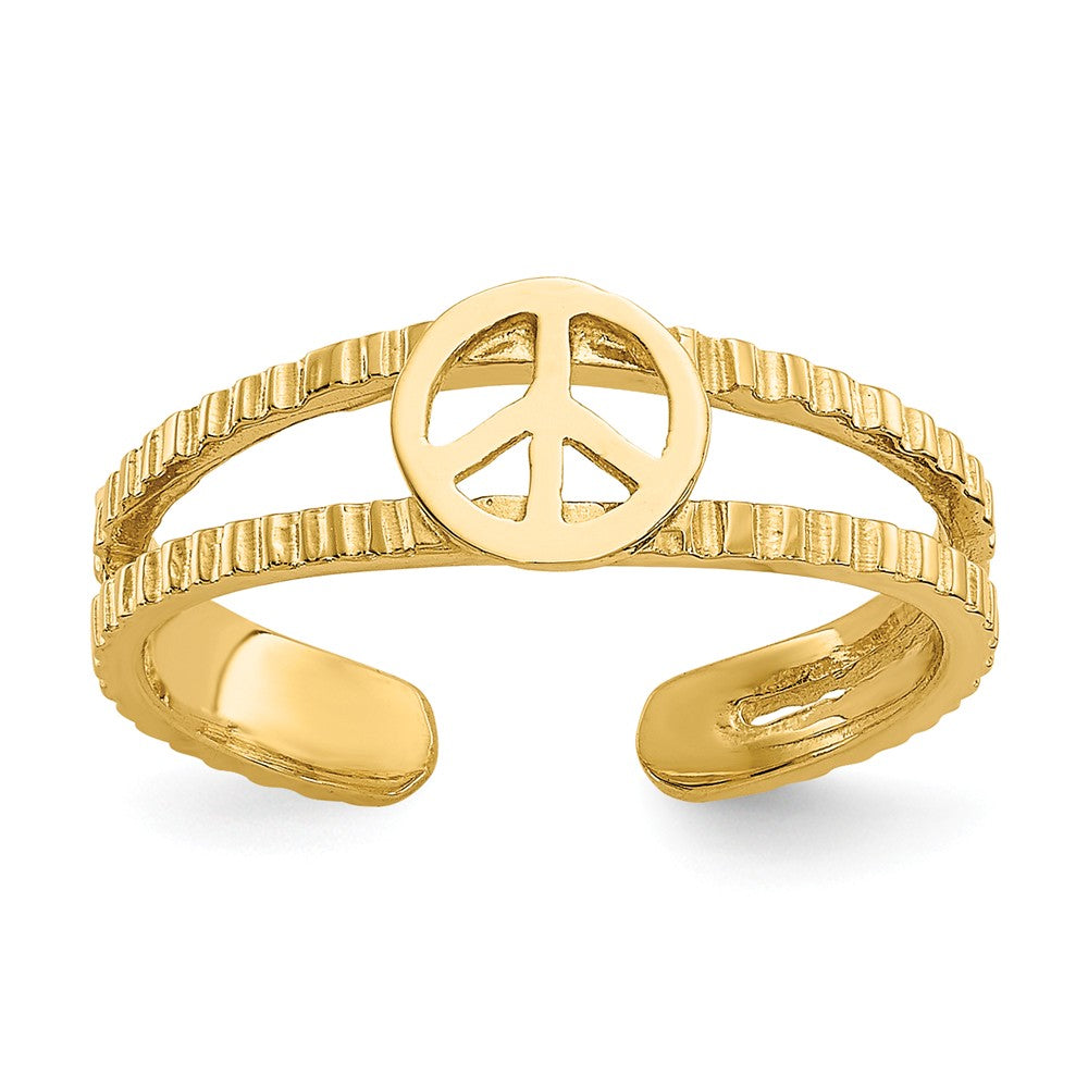 Peace Sign 5mm Toe Ring in 14 Karat Gold, Item R8428 by The Black Bow Jewelry Co.