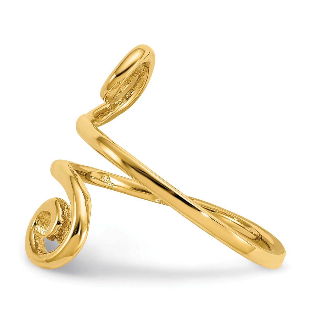 Alternate view of the Swirl Toe Adjustable Ring in 14 Karat Gold by The Black Bow Jewelry Co.