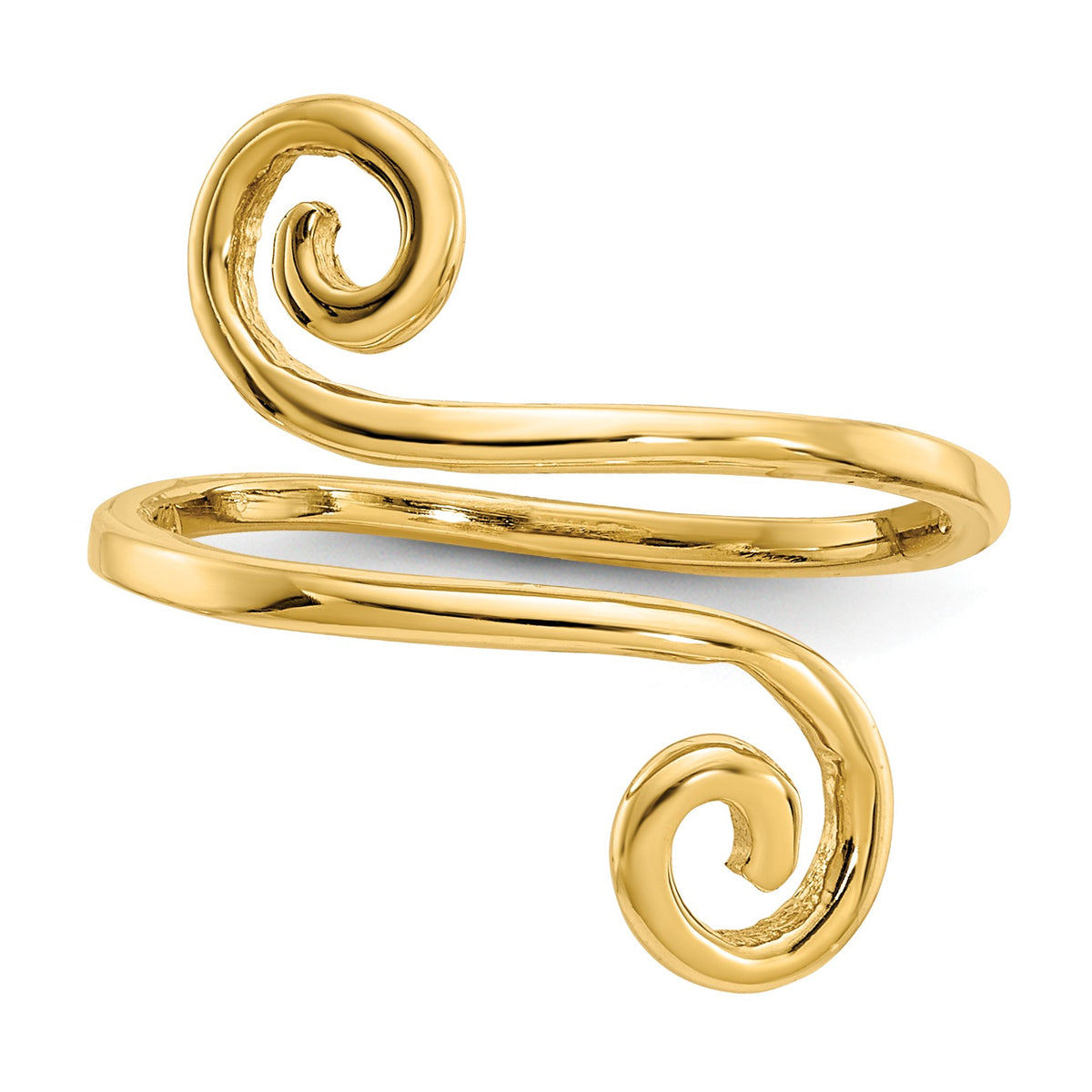 Alternate view of the Swirl Toe Adjustable Ring in 14 Karat Gold by The Black Bow Jewelry Co.