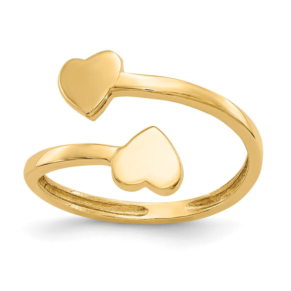 Twin Heart Adjustable Toe Ring in 14 Karat Gold, Item R8439 by The Black Bow Jewelry Co.