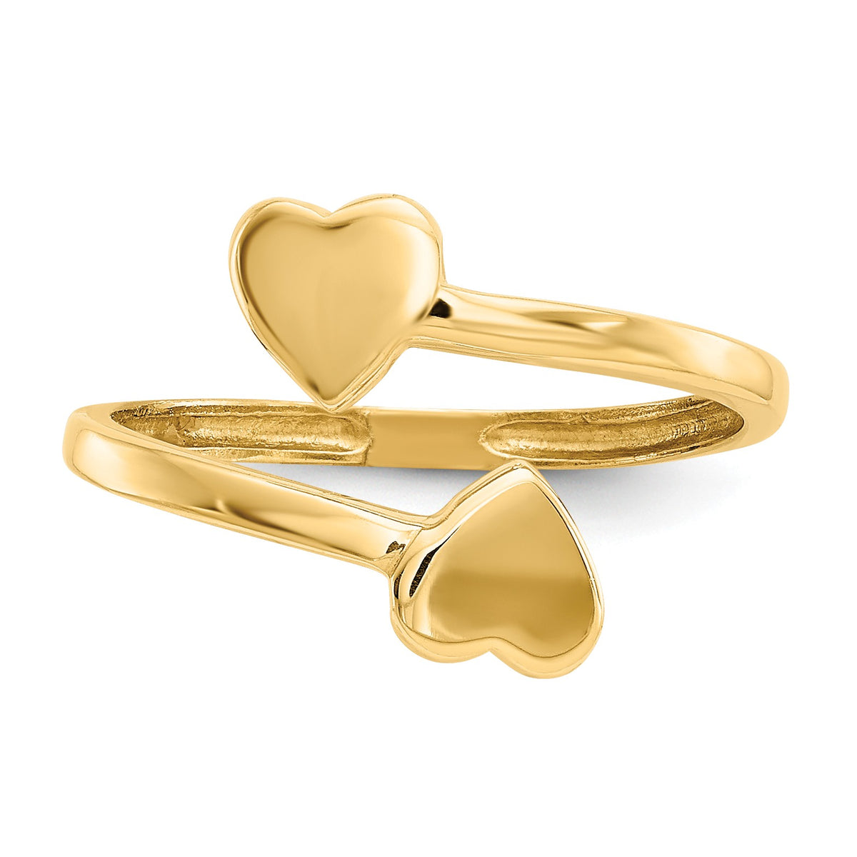Alternate view of the Twin Heart Adjustable Toe Ring in 14 Karat Gold by The Black Bow Jewelry Co.