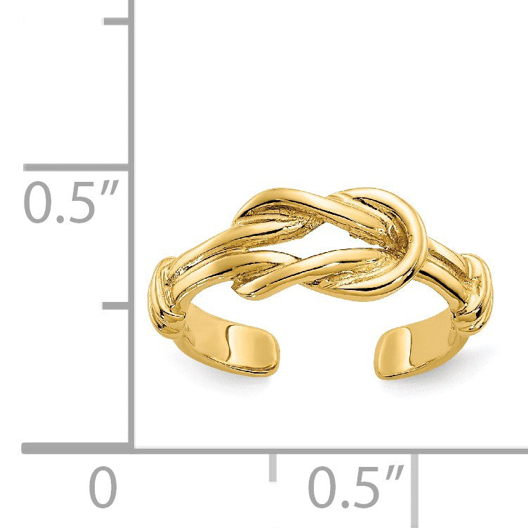 Alternate view of the Love Knot Toe Ring in 14 Karat Gold by The Black Bow Jewelry Co.