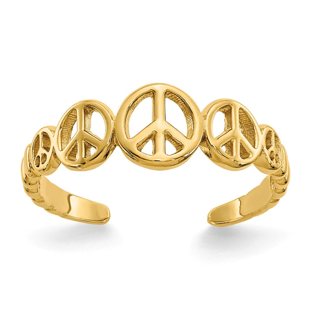Peace Sign Toe Ring in 14 Karat Gold, Item R8448 by The Black Bow Jewelry Co.
