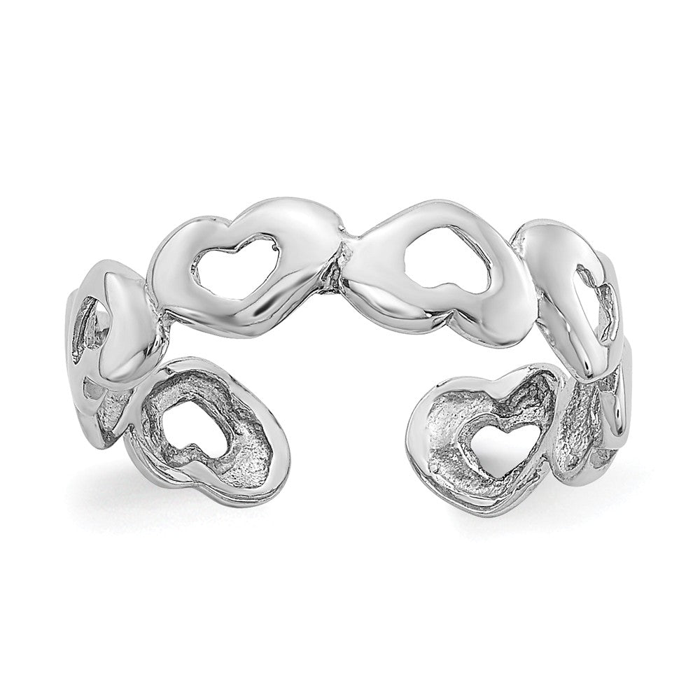Bands of Hearts Toe Ring in 14 Karat White Gold, Item R8452 by The Black Bow Jewelry Co.
