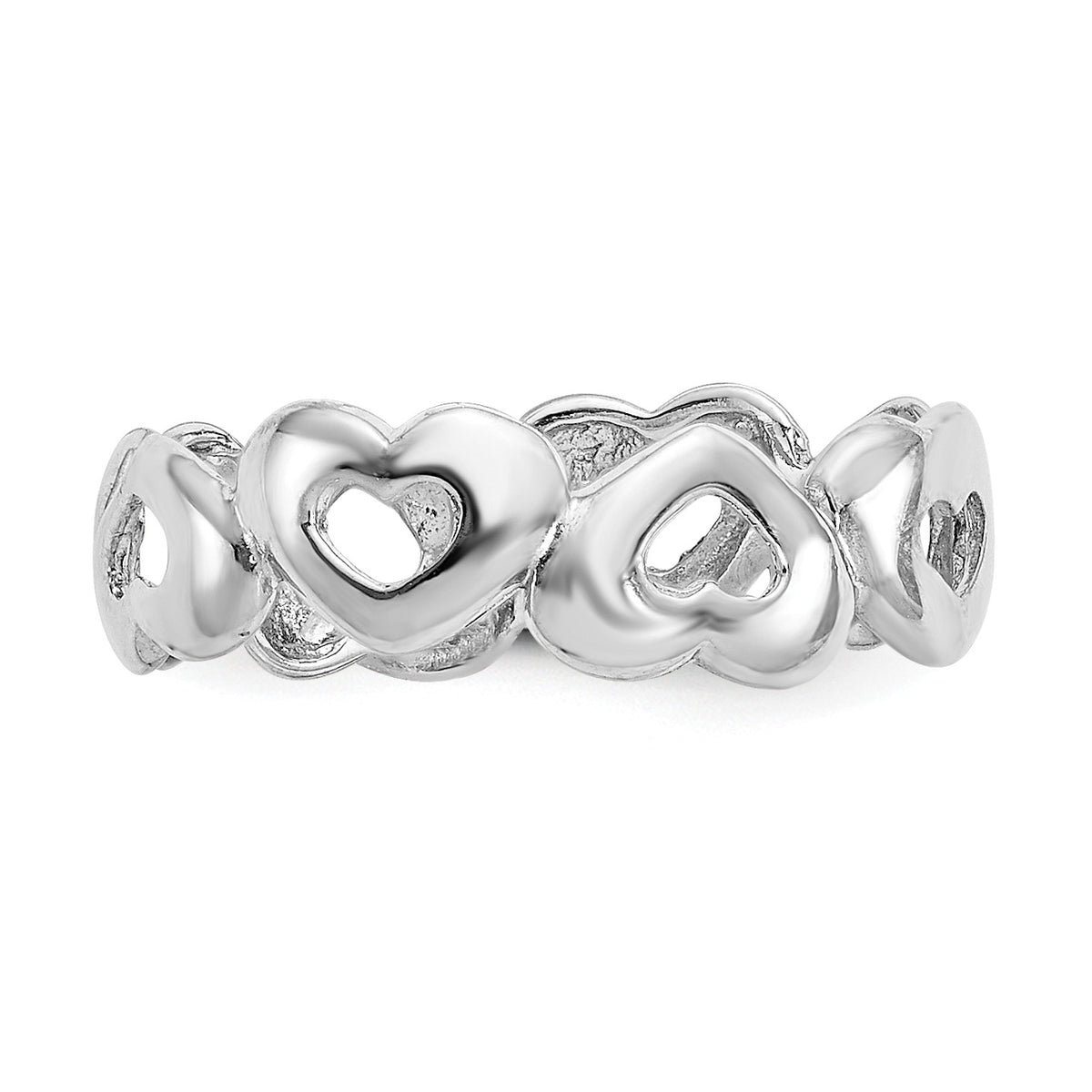 Alternate view of the Bands of Hearts Toe Ring in 14 Karat White Gold by The Black Bow Jewelry Co.