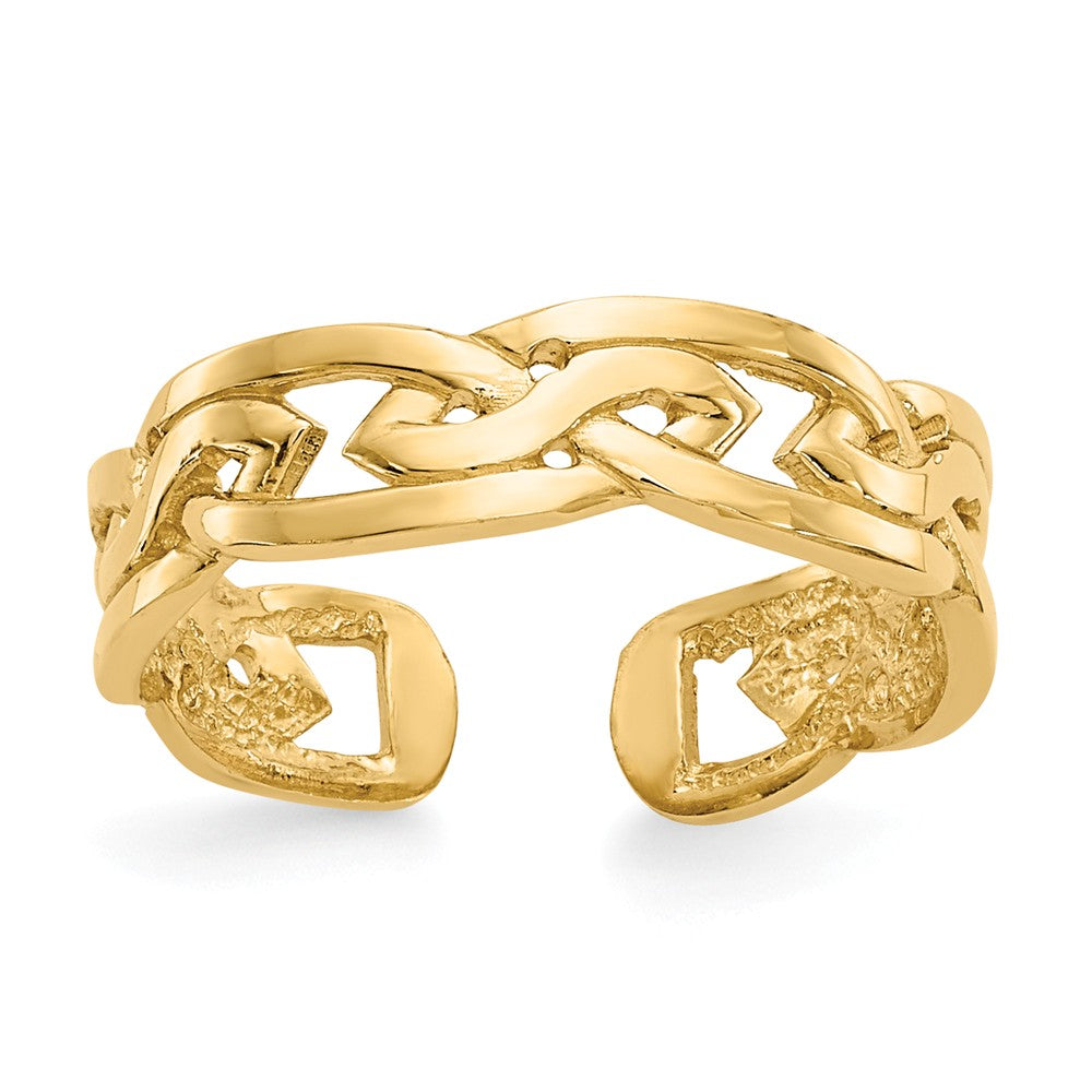 Weave Toe Ring in 14 Karat Gold, Item R8458 by The Black Bow Jewelry Co.