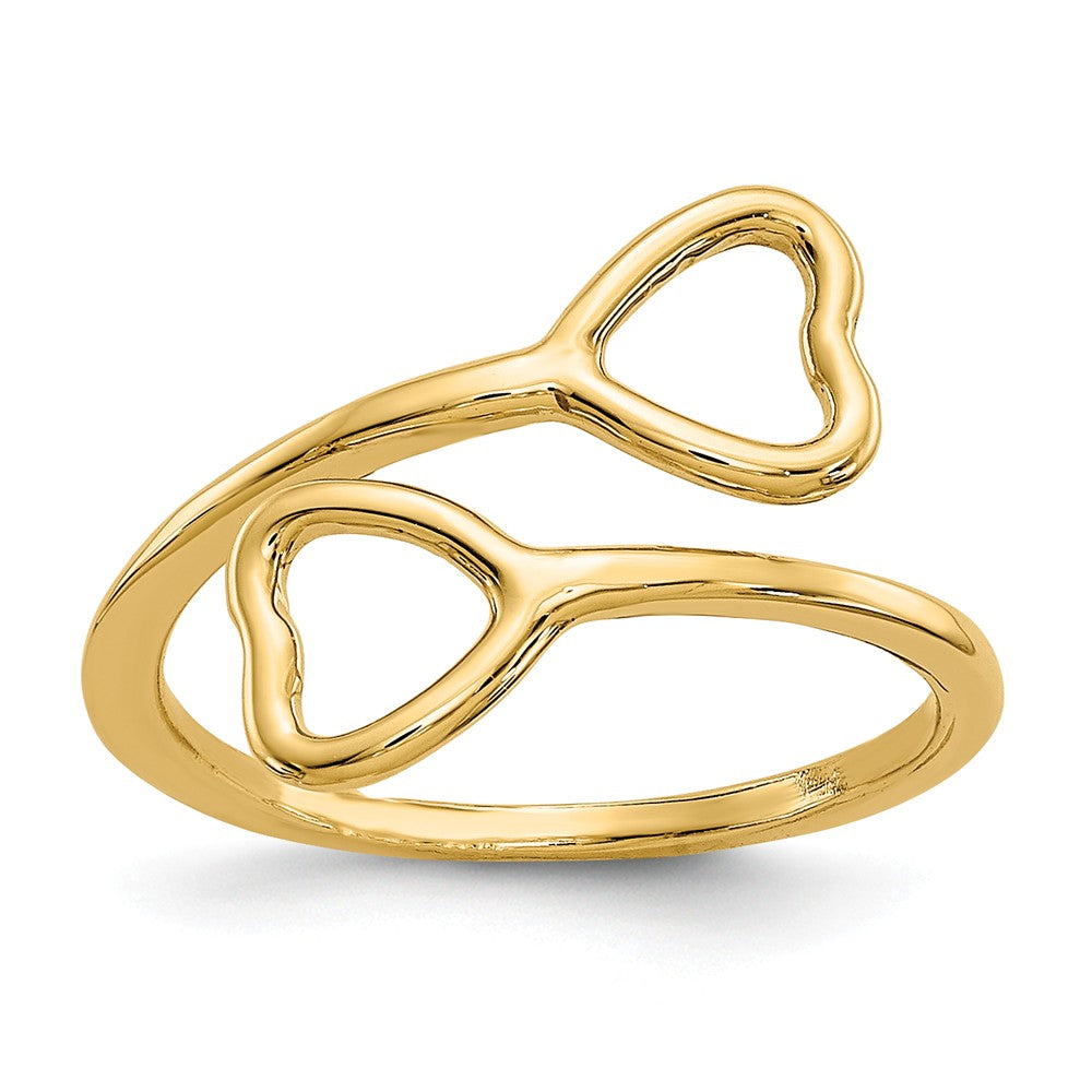 Double Heart Toe Ring in 14 Karat Gold, Item R8472 by The Black Bow Jewelry Co.