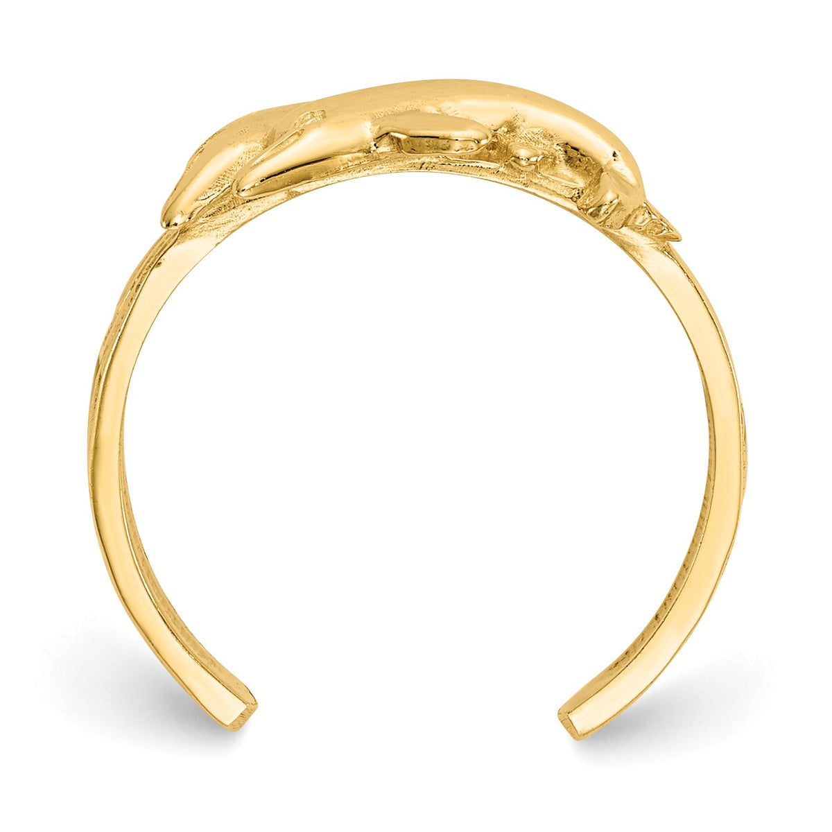 Alternate view of the Dolphins Toe Ring in 14 Karat Gold by The Black Bow Jewelry Co.