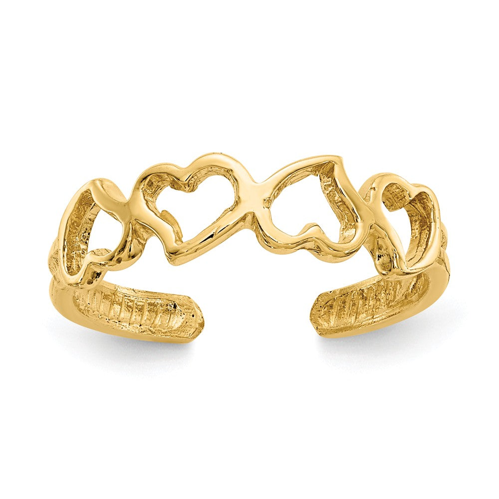 Band of Hearts Toe Ring in 14 Karat Gold, Item R8492 by The Black Bow Jewelry Co.