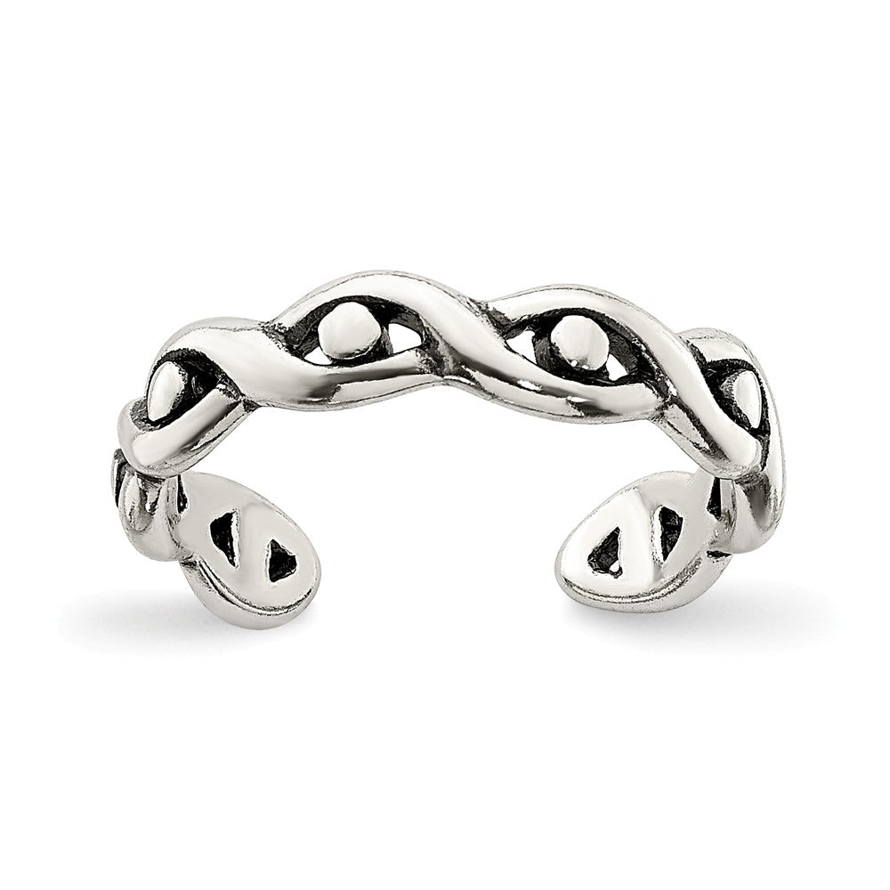 Sterling Silver Antiqued Twist and Dots Toe Ring, Item R8503 by The Black Bow Jewelry Co.