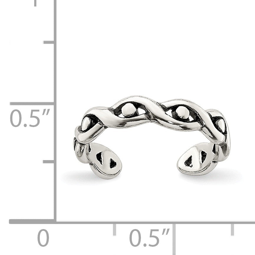 Alternate view of the Sterling Silver Antiqued Twist and Dots Toe Ring by The Black Bow Jewelry Co.