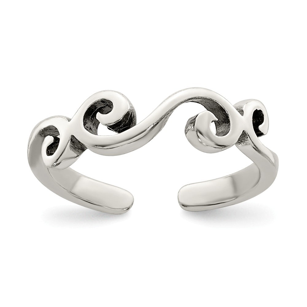 Swirl Toe Ring in Sterling Silver, Item R8507 by The Black Bow Jewelry Co.