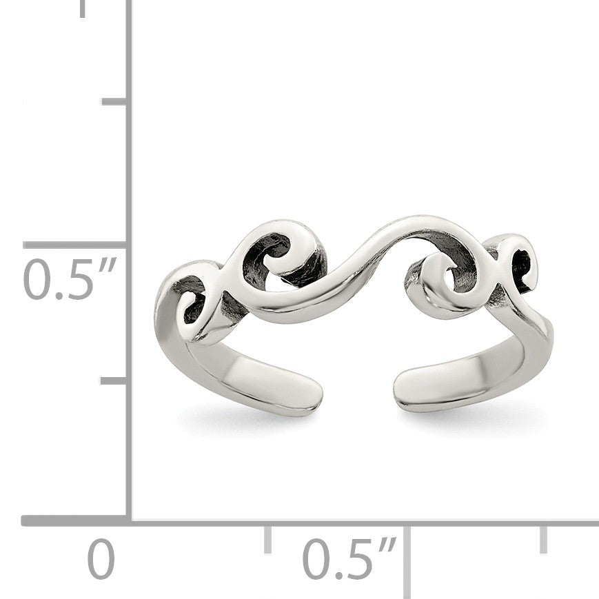 Alternate view of the Swirl Toe Ring in Sterling Silver by The Black Bow Jewelry Co.