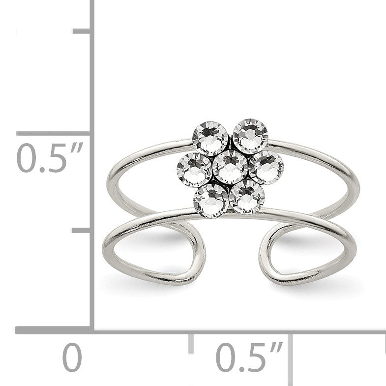 Alternate view of the Flower Toe Ring in Sterling Silver and Cubic Zirconia by The Black Bow Jewelry Co.