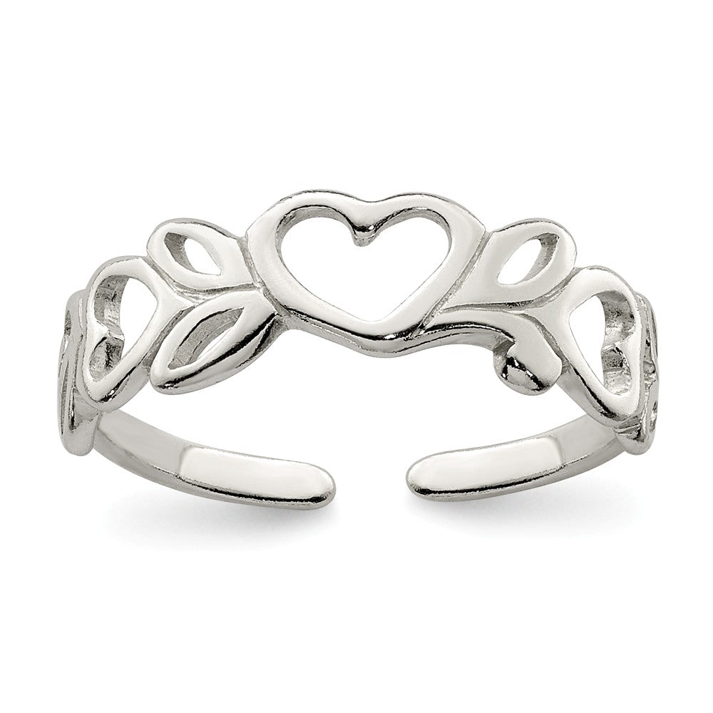 Sterling Silver Heart Toe Ring, Item R8527 by The Black Bow Jewelry Co.