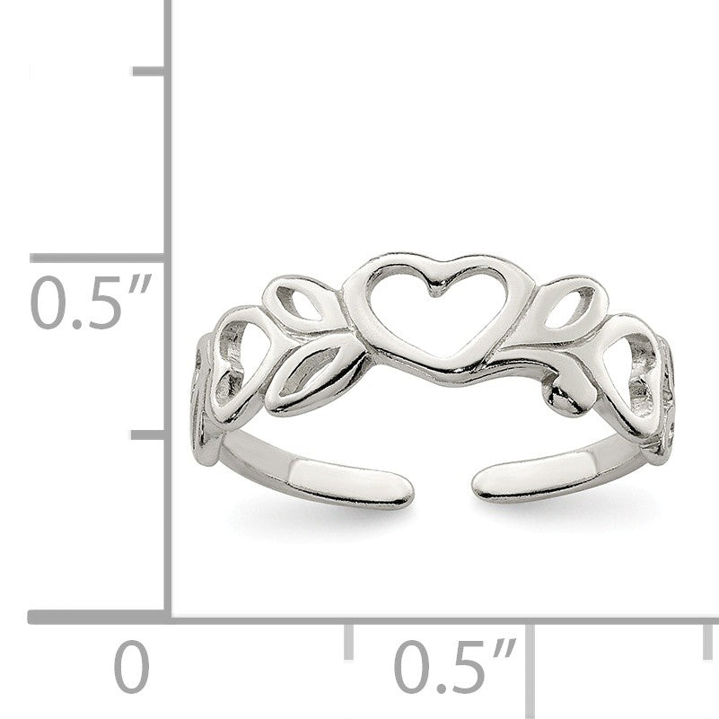 Alternate view of the Sterling Silver Heart Toe Ring by The Black Bow Jewelry Co.
