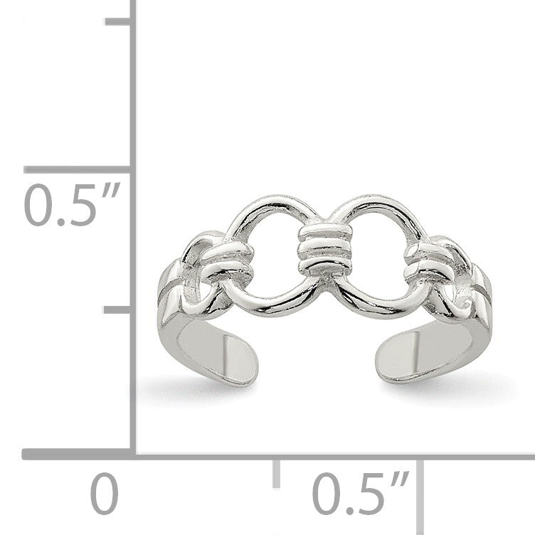 Alternate view of the 5mm Chain Link Toe Ring in Sterling Silver by The Black Bow Jewelry Co.