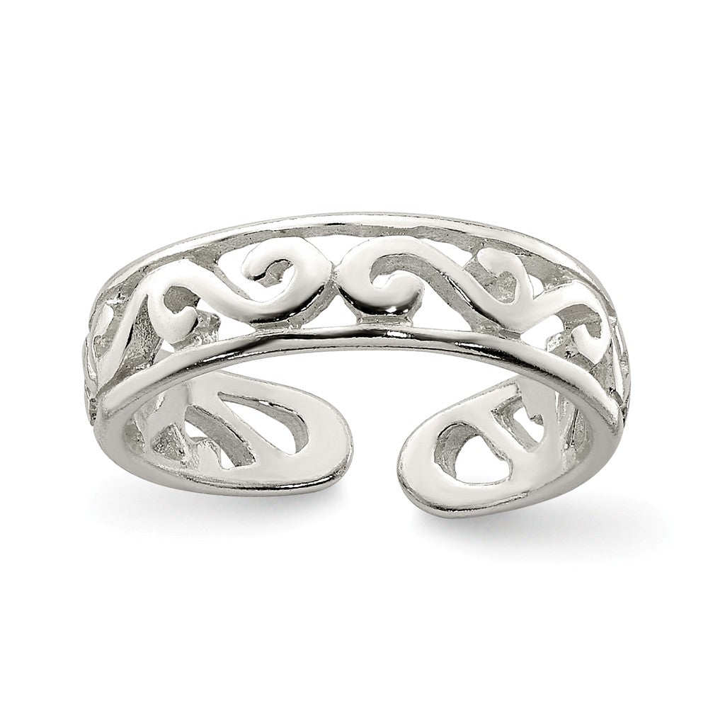 Scroll Toe Ring in Sterling Silver, Item R8534 by The Black Bow Jewelry Co.