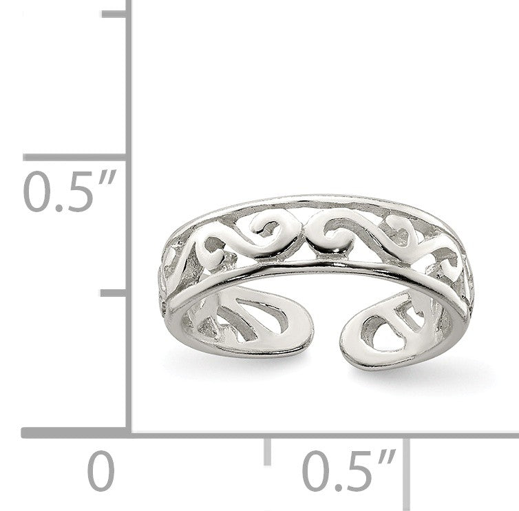 Alternate view of the Scroll Toe Ring in Sterling Silver by The Black Bow Jewelry Co.
