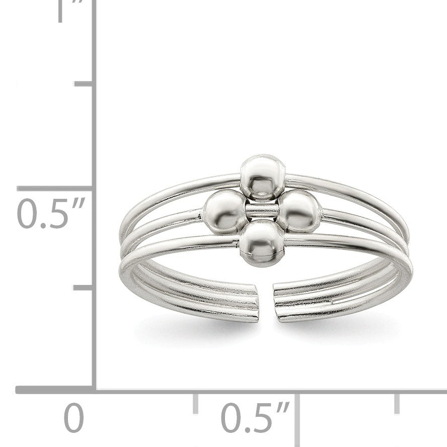 Alternate view of the Sterling Silver Bead Toe Ring by The Black Bow Jewelry Co.