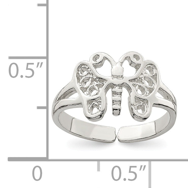 Alternate view of the Sterling Silver Butterfly Toe Ring by The Black Bow Jewelry Co.