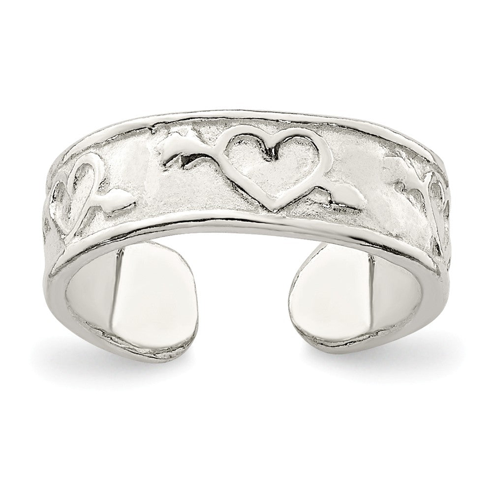 Hearts and Arrows Toe Ring in Sterling Silver, Item R8552 by The Black Bow Jewelry Co.