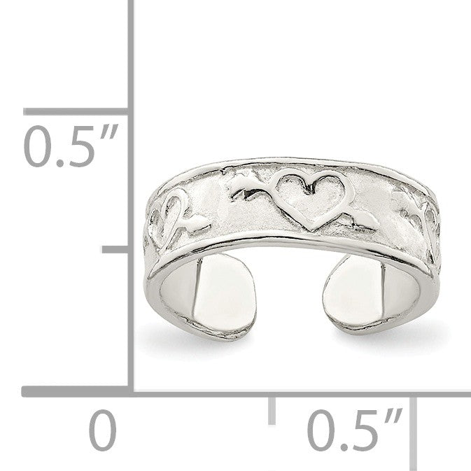 Alternate view of the Hearts and Arrows Toe Ring in Sterling Silver by The Black Bow Jewelry Co.