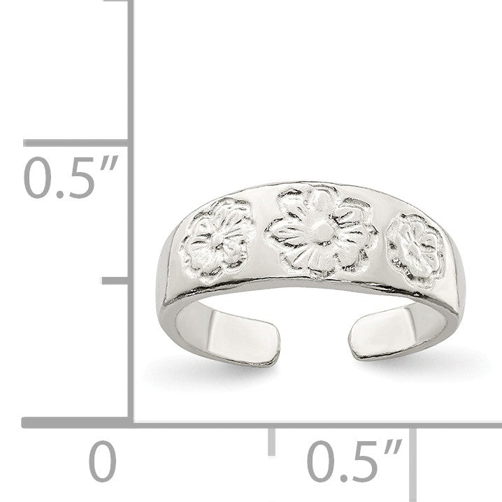 Alternate view of the Floral Toe Ring in Sterling Silver by The Black Bow Jewelry Co.