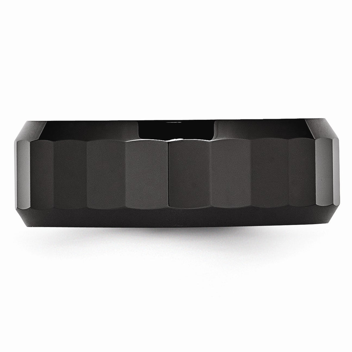 Alternate view of the Black Ceramic, 8mm Faceted Unisex Comfort Fit Band by The Black Bow Jewelry Co.