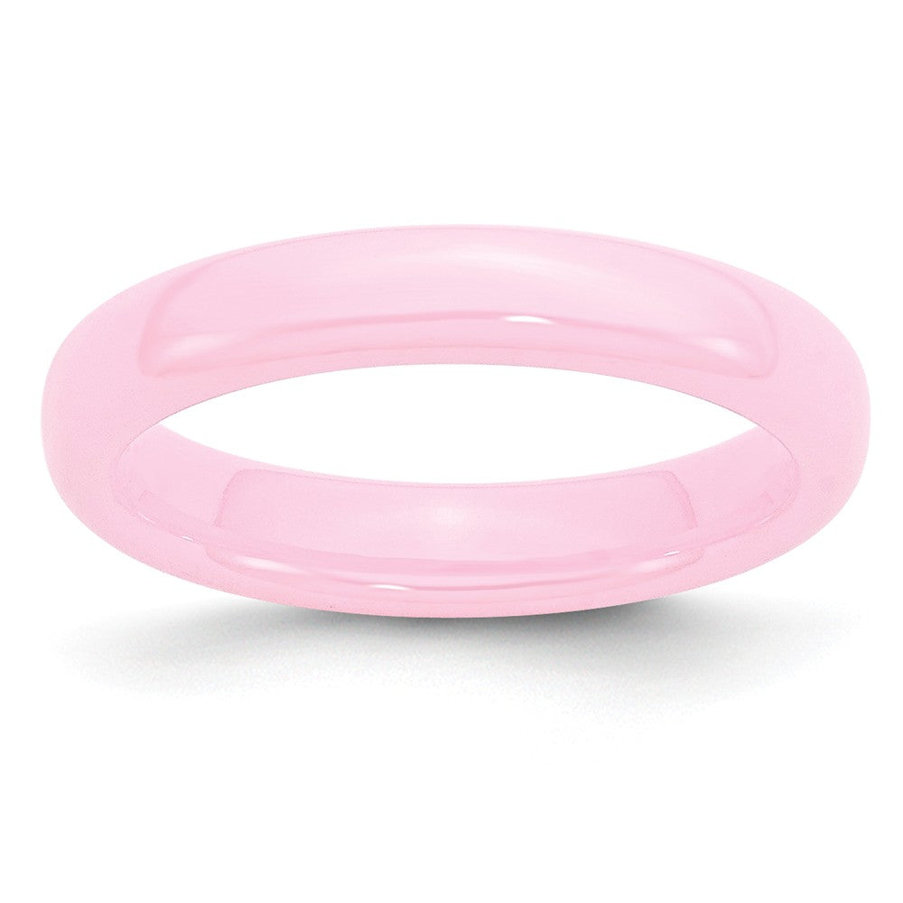 Pink Ceramic, 4mm Domed Comfort Fit Band, Item R8633 by The Black Bow Jewelry Co.