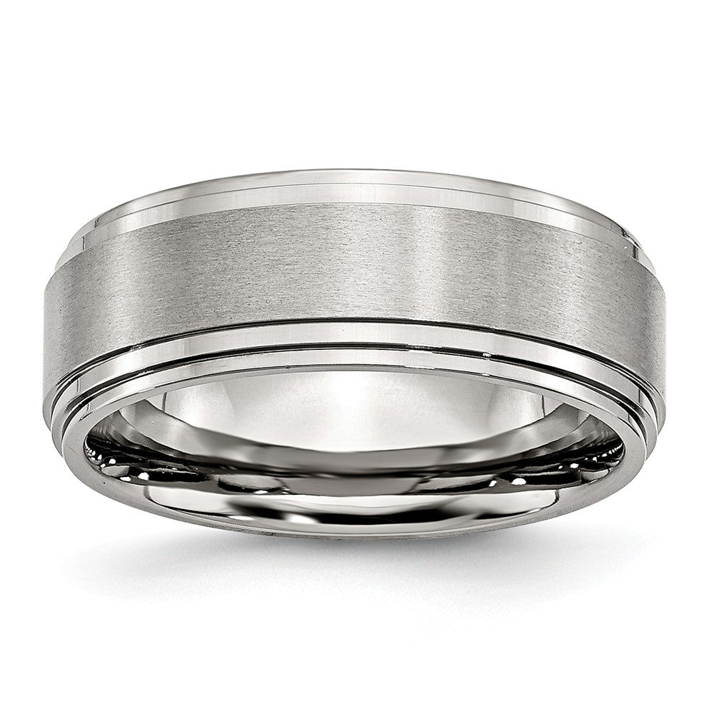 Stainless Steel, 8mm Unisex Dual Finished Comfort Fit Band, Item R8640 by The Black Bow Jewelry Co.