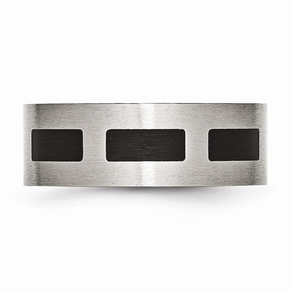 Alternate view of the Stainless Steel &amp; Black Rubber, 8mm Satin Standard Fit Band by The Black Bow Jewelry Co.