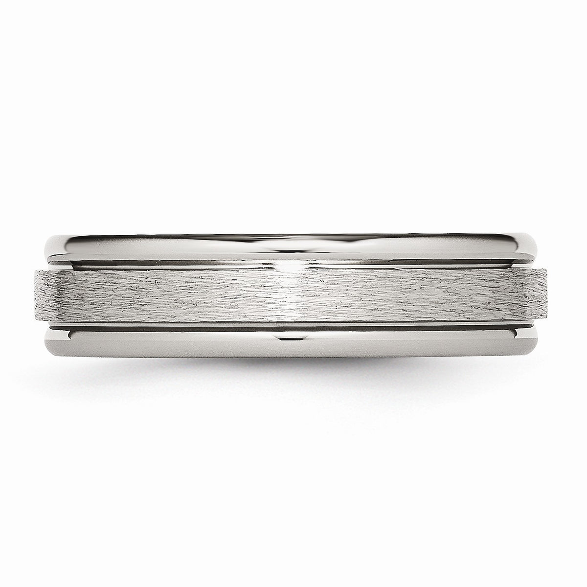 Alternate view of the Titanium, 6mm Grooved Edge Unisex Comfort Fit Band by The Black Bow Jewelry Co.