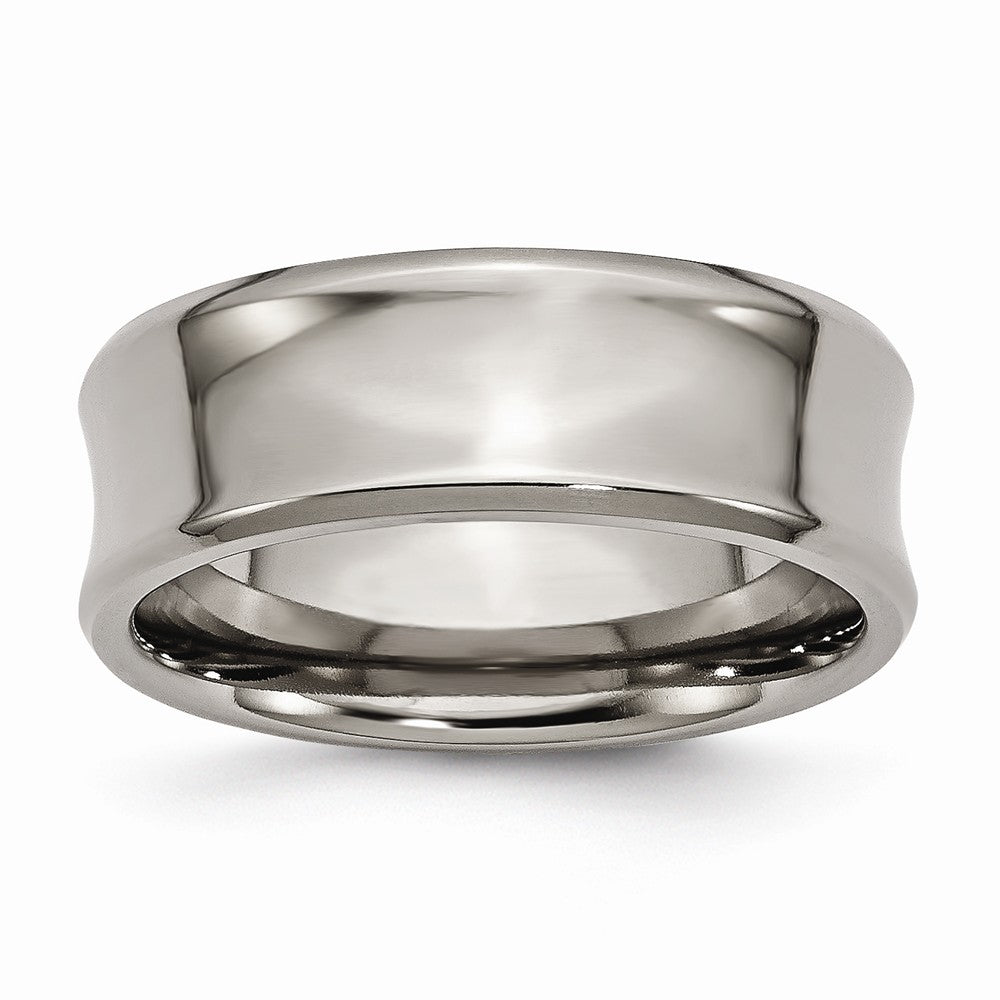 Titanium, 8mm Concave and Beveled Edge Band, Item R8653 by The Black Bow Jewelry Co.