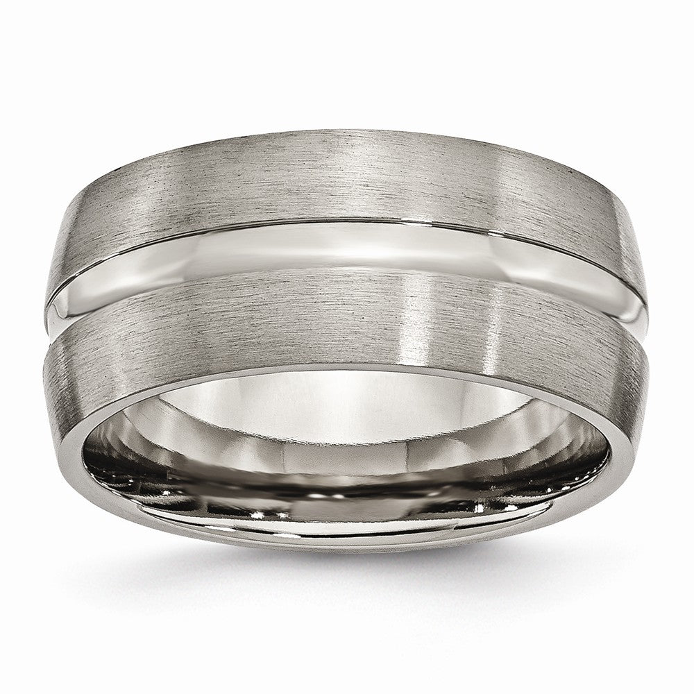 Titanium, 10mm Center Grooved Band, Item R8655 by The Black Bow Jewelry Co.