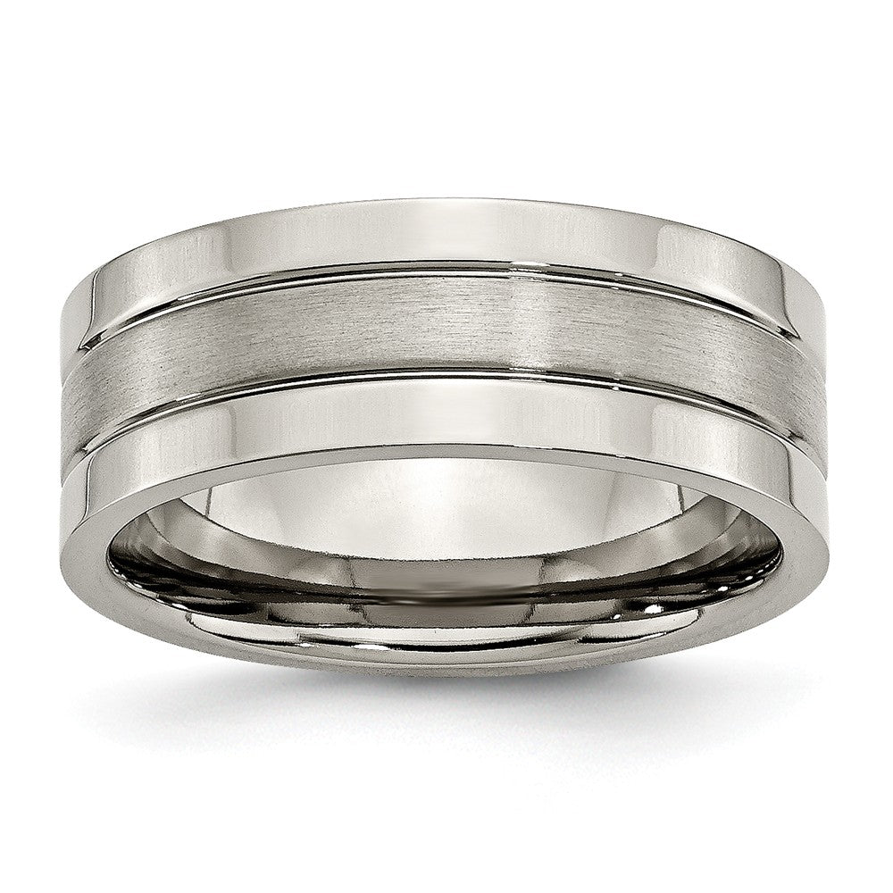 Titanium, 8mm Dual Finish Flat Unisex Comfort Fit Band, Item R8657 by The Black Bow Jewelry Co.