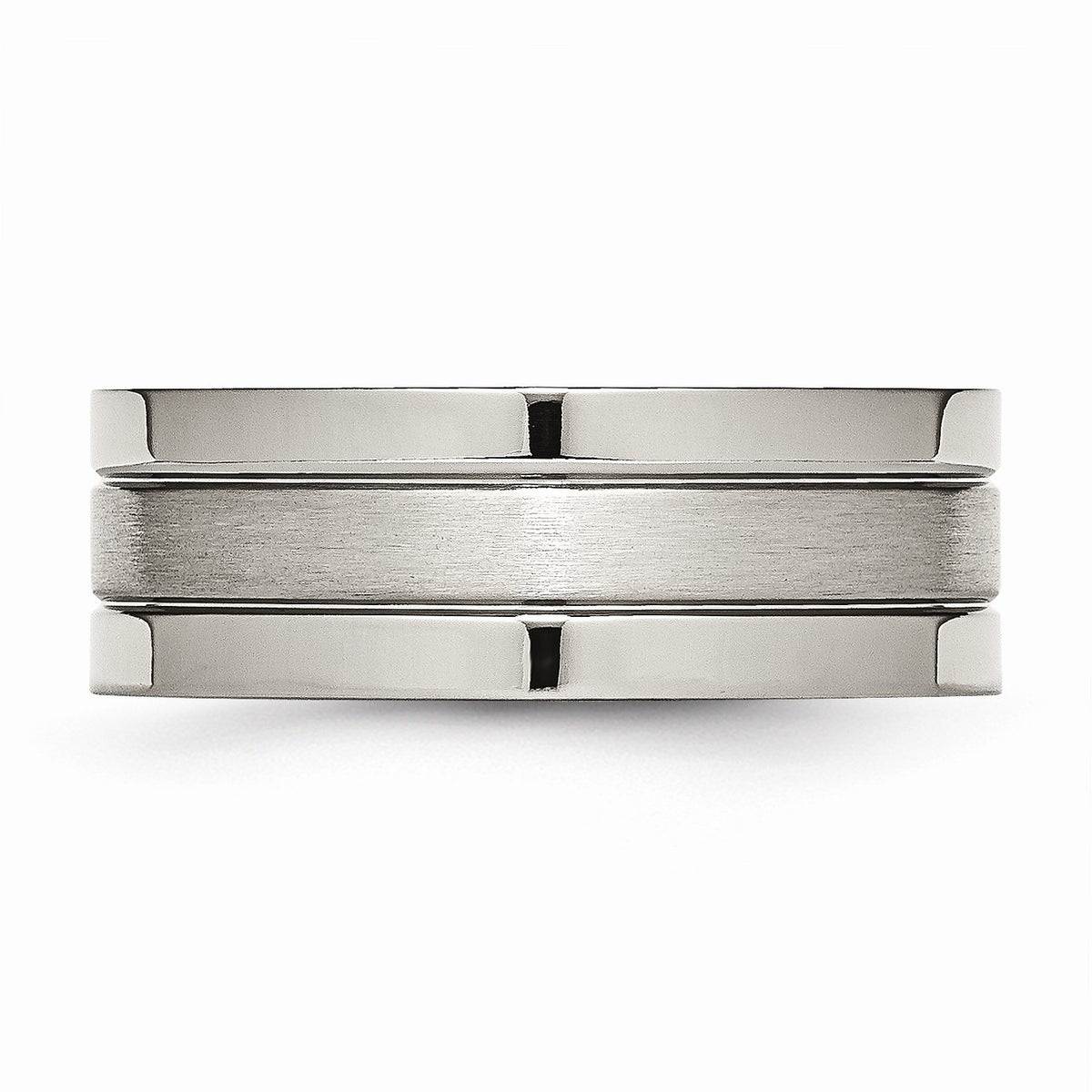 Alternate view of the Titanium, 8mm Dual Finish Flat Unisex Comfort Fit Band by The Black Bow Jewelry Co.
