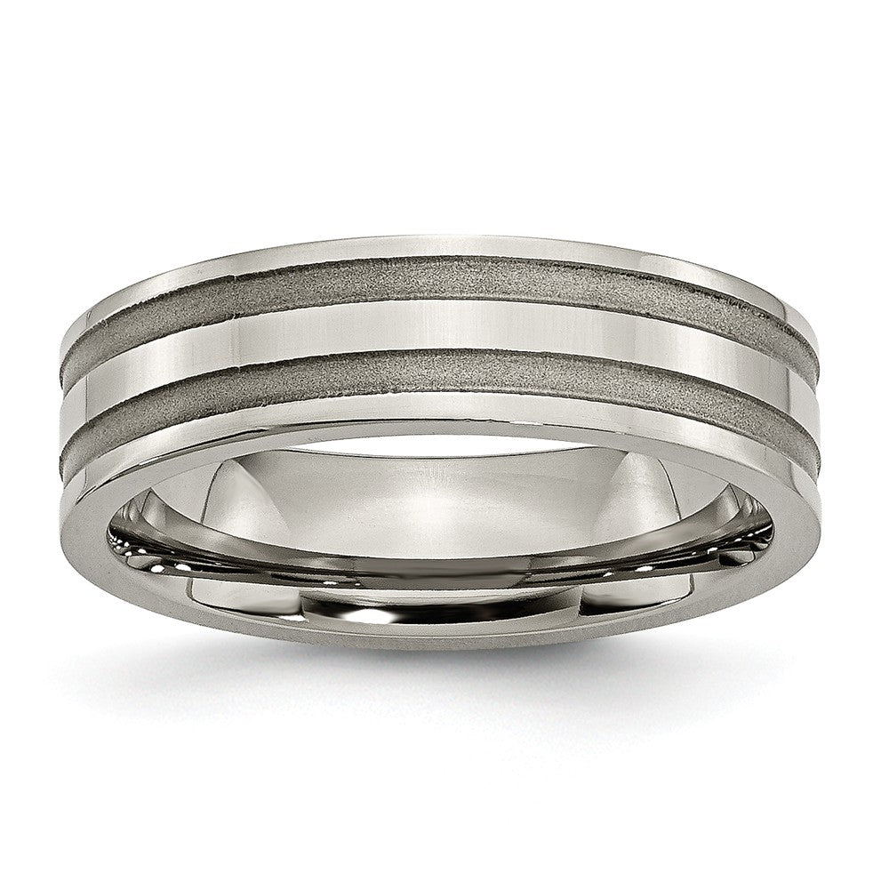 Titanium, 6mm Dual Finished Unisex Standard Fit Band, Item R8660 by The Black Bow Jewelry Co.