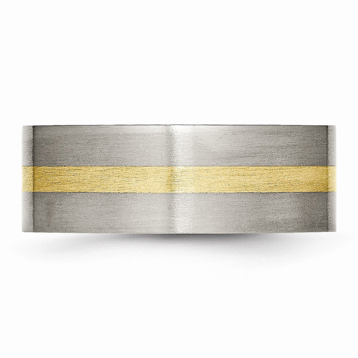Alternate view of the Titanium and 14K Gold, 8mm Flat Unisex Satin Finish Comfort Fit Band by The Black Bow Jewelry Co.