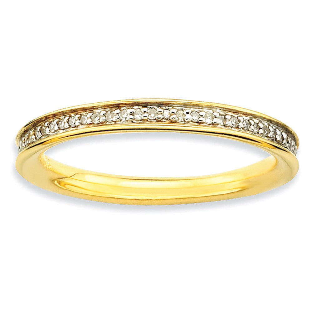 2.25mm 14K Gold Plated Silver Stackable 1/5 Cttw HI/I3 Diamond Band, Item R8758 by The Black Bow Jewelry Co.