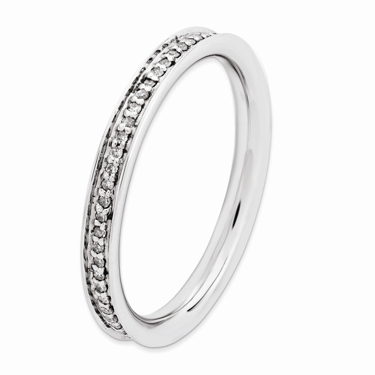 Alternate view of the 2.25mm Stackable Sterling Silver 1/5 Cttw HI/I3 Diamond Band by The Black Bow Jewelry Co.